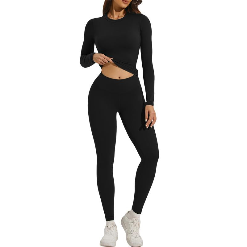 Women'S Skinny Yoga Jumpsuits Workout Ribbed Bodysuit Long Sleeve Sport Jumpsuit Solid Ladies Fall Romper Slim Fit Polyamided Spring Fall