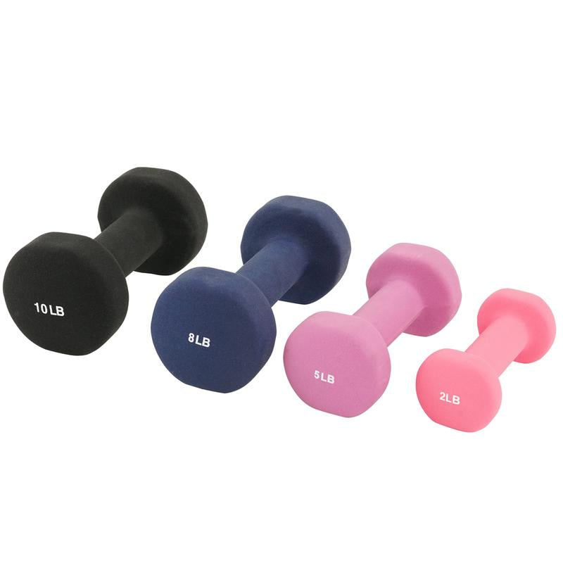 Sunny Health & Fitness Neoprene Hex Dumbbells, Pair Set of 2, Home Gym Workout Fitness, Non-Slip Neoprene-Coated Handles, Durable Strength Training, 2-10 Lbs Options