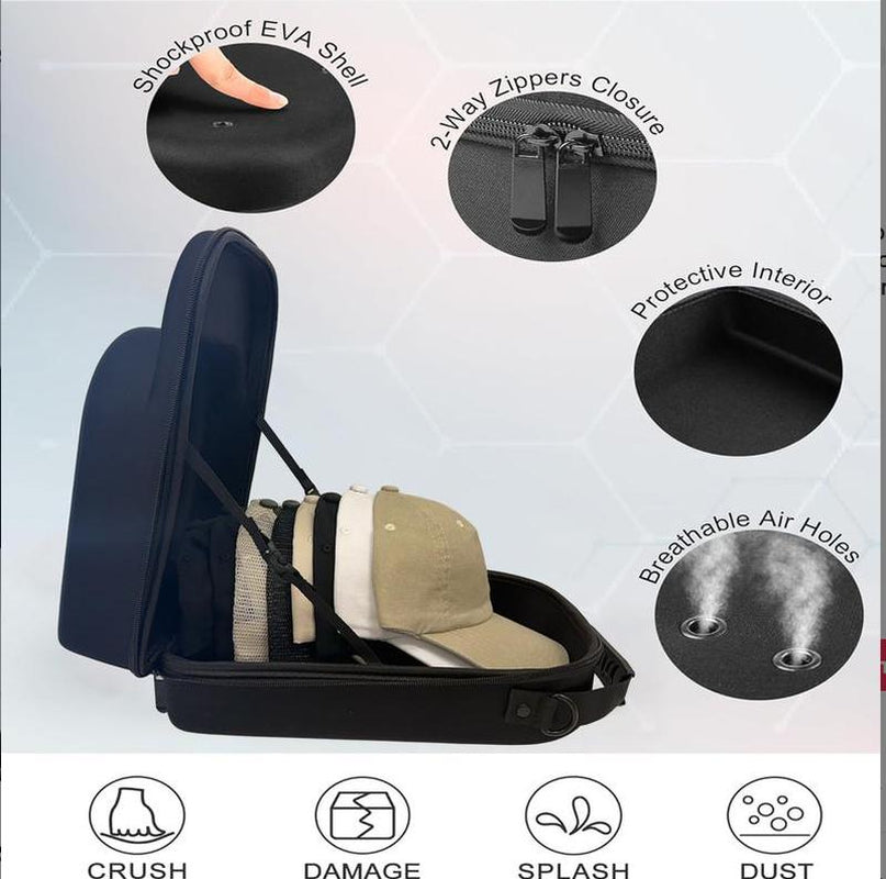 Hard Shell Hat Storage Case, Portable Travel Organizer for Baseball Caps, Durable Camo Design Holds 6+ Caps