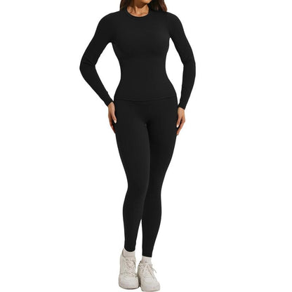 Women'S Skinny Yoga Jumpsuits Workout Ribbed Bodysuit Long Sleeve Sport Jumpsuit Solid Ladies Fall Romper Slim Fit Polyamided Spring Fall