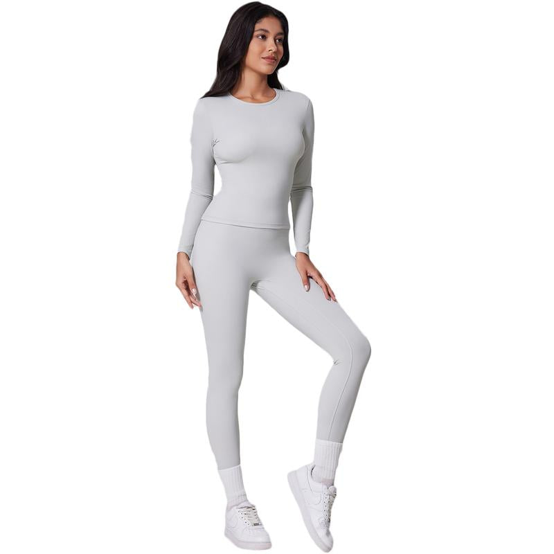 Women'S Skinny Yoga Jumpsuits Workout Ribbed Bodysuit Long Sleeve Sport Jumpsuit Solid Ladies Fall Romper Slim Fit Polyamided Spring Fall